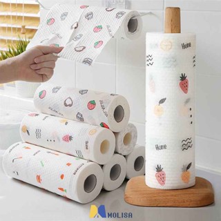 Disposable Clean Lazy Rag Paper Kitchen กระดาษดูดซับน้ำมันผ้าขนหนูล้างทำความสะอาดได้ผ้าจานผ้าเช็ดจาน MOLISA