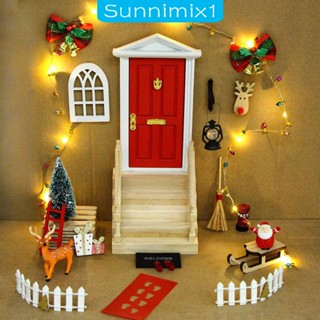 [Sunnimix1] ชุดโคมไฟประตู หน้าต่าง ขนาดเล็ก สีแดง สําหรับตกแต่งคริสต์มาส กลางแจ้ง