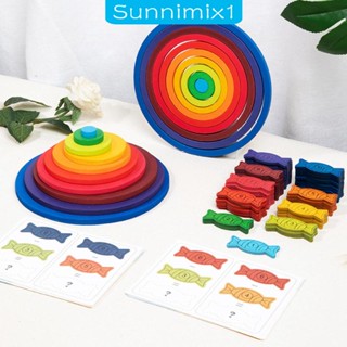 [Sunnimix1] บล็อกตัวต่อ รูปตัวเลข สีรุ้ง ขนาดพกพา สําหรับเด็กวัยหัดเดิน