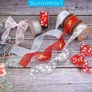 [Sunnimix1] ริบบิ้น ลายเกล็ดหิมะ ดาว กวางเอลก์ กว้าง 25 มม. 6 หลา สําหรับตกแต่งบ้าน เทศกาลคริสต์มาส 6 ชิ้น