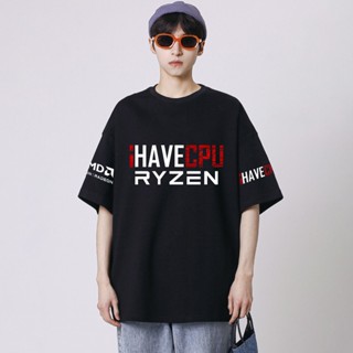 เสื้อ ihavecpu เสื้อยืด oversize cotton T-shirt คอกลมแขนสั้น ใส่ได้ทั้งชายและหญิง S-5XL พร้อมส่ง