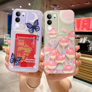 เคสโทรศัพท์Vivo V29 V27 V27e V27 Pro V25 V25e V25 Pro 5G มือถือ ซิลิโคนนิ่ม ลายดอกไม้ พร้อมช่องใส่บัตร สําหรับ เคสVivo V29 5G