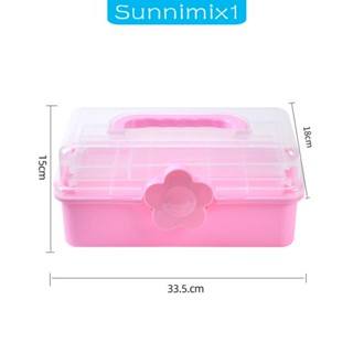 [Sunnimix1] กล่องเก็บเครื่องมือเย็บผ้า แบบพกพา พับได้ พร้อมที่จับ 3 ชั้น สําหรับเย็บผ้า ลูกปัด งานฝีมือ สมุดภาพ