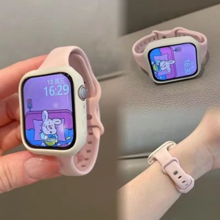 สายนาฬิกาข้อมือซิลิโคน สีชมพู สําหรับ Apple Watch 40 มม. 41 มม. 38 มม. 42 มม. 44 มม. 45 มม. 49 มม. iWatch series 6 se 5 4 3 7 8