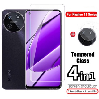 4in1 ฟิล์มกระจกนิรภัยกันรอยหน้าจอ HD ใส 9H สําหรับ Realme 11 5G Realme11 NFC 4G Realme 11