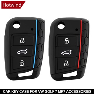 Hotwind เคสกุญแจรีโมตรถยนต์ ซิลิโคน 3 ปุ่ม พับได้ อุปกรณ์เสริม สําหรับ VW Golf 7 MK7 H6Y7