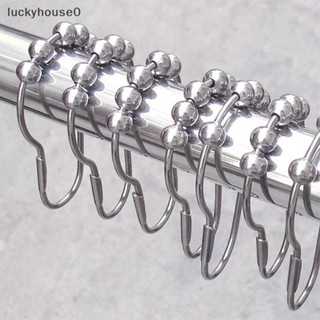 Luckyhouse0^^ ใหม่ ตะขอผ้าม่านอาบน้ํา นิกเกิล 5 ลูกกลิ้ง 12 ชิ้น