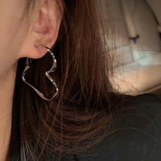 S925 Silver Needle Exaggerated Big Love Earrings Hong Kong Style Design Sense Niche Ear Ring Sense Metal Earrings Earrings Women