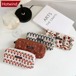 Hotwind กระเป๋าดินสอ ผ้าลูกฟูก ความจุขนาดใหญ่ สไตล์เรโทร สําหรับใส่เครื่องสําอาง เหมาะกับการเดินทาง โรงเรียน M3Z3 1 ชิ้น