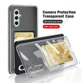  Transparent Card Slot Casing For Samsung Galaxy S23 S21 S20 FE S20FE S21FE S23FE 4G 5G Soft Cases TPU Flexible Silicone Clear Back Case Cover Shell