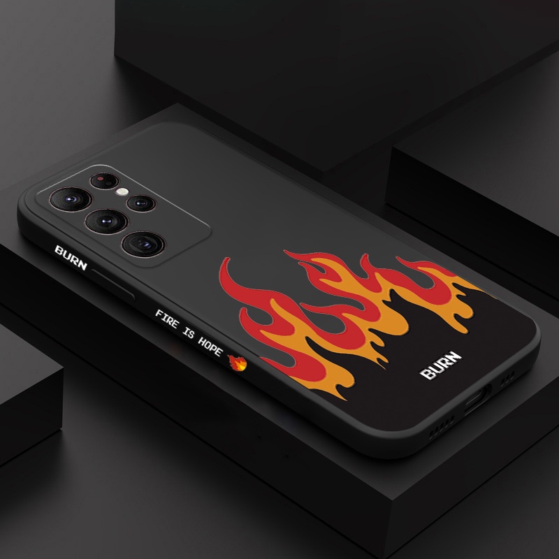 เคสโทรศัพท์มือถือ ซิลิโคนนิ่ม กันกระแทก ลาย Fierce Fire สําหรับ Samsung S23 Ultra S22 Plus S21 S20 FE A14 A34 A54 A32 A13 A23 A33 A73 A51 A71 A53 A52 A72