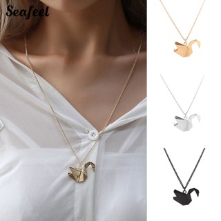 Sefl2.เครื่องประดับ สร้อยคอ สายโซ่ยาว จี้หงส์นกพิราบ นกกระเรียน แฟชั่นสําหรับผู้หญิง