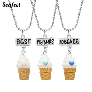 Sefl2.K 3 ชิ้น / เซต เพื่อนที่ดีที่สุด BFF เรซิน ไอศกรีม จี้ ลูกปัด สร้อยคอโซ่ เครื่องประดับ