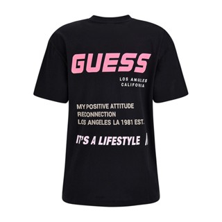 Guess เสื้อยืดลําลอง แขนสั้น คอกลม พิมพ์ลายตัวอักษร ทรงหลวม แฟชั่นฤดูร้อน YN8K1308