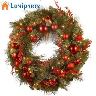 Lumiparty พวงหรีดคริสต์มาสประดิษฐ์ เรืองแสง ทรงกลม พร้อมไฟ Led สําหรับตกแต่ง