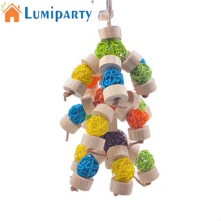 Lumiparty ของเล่นไม้เคี้ยว บล็อกลูกบอลหวาย หลากสี อุปกรณ์เสริม สําหรับกรงนกแก้ว