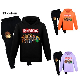 เสื้อแจ็กเก็ต มีฮู้ด พิมพ์ลายการ์ตูน ROBLOX และกางเกงวอร์ม สําหรับเด็กผู้ชาย อายุ 3-16 ปี