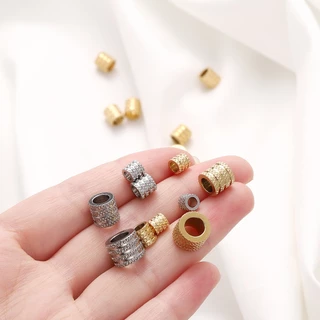 ลูกปัดสแตนเลสทรงบาร์เรล 10ชิ้น 5-10มม. สำหรับDIYสร้อยคอ-สร้อยข้อมือ อุปกรณ์เครื่องประดับ