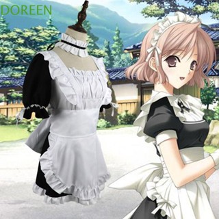 Doreen อะนิเมะ ชุดแม่บ้าน หวาน คอ เชือก เครื่องประดับผม Kasugano Sora ผู้หญิง ชุดเดรส Meidofuku สีดํา สีขาว ชุดโลลิต้า