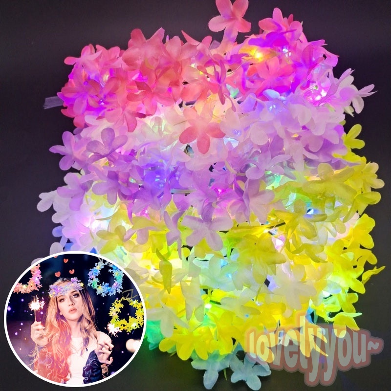 พร้อมส่ง ที่คาดผมLED ที่คาดผมมีไฟ ที่คาดผมดอกไม้ สาวนางฟ้าปาร์ตี้ที่คาดผมเรืองแสง