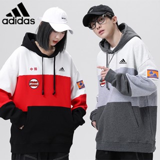 Adidas เสื้อกันหนาวลําลอง ผ้าฝ้าย มีฮู้ด ของแท้ สําหรับคู่รัก