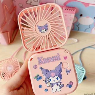 SANRIO พัดลมไฟฟ้า ขนาดเล็ก ลายการ์ตูน Kuromi Mymelody Pachacco Cinnamoroll แบบชาร์จไฟได้ พอร์ต USB