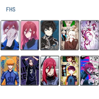 Fhs สติกเกอร์คริสตัล ลายการ์ตูนอนิเมะ สีฟ้า สําหรับตกแต่งการ์ด 10 ชิ้น ต่อชุด