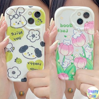 เคสโทรศัพท์มือถือ ขอบโค้ง ลายดอกทิวลิป กระต่าย หมี สําหรับ Infinix Note Hot 30 12i 12 20 11 10 9 Pro Play 8 Smart 7 6 5 Plus