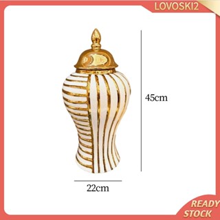 [Lovoski2] แจกันเซรามิค ลายทาง สีทอง อเนกประสงค์