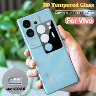 ฟิล์มกระจกนิรภัยกันรอยหน้าจอ เลนส์กล้อง 3D สีดํา สําหรับ Vivo V29 2023 Vivov29 V2250 5G Vevo V27 Pro V27E 4G