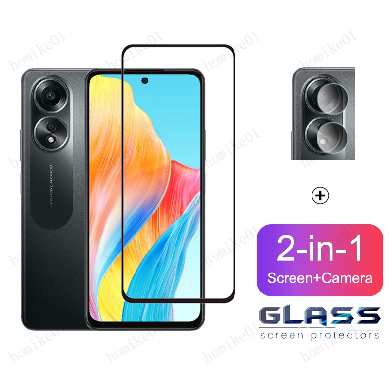 2-in-1 ฟิล์ม OPPO A58 ฟิล์มกระจก HD ฟิมล์กระจก OPPO A78 5G A77s A96 A95 A94 A92 A76 A74 5G A72 A55 A