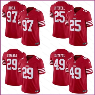 เสื้อกีฬาแขนสั้น ลายทีม YP2 NFL San Francisco 49ers Mitchell Faithful Hufanga Bosa F.U.S.E. เสื้อยืดกีฬาฟุตบอล พลัสไซซ์ PY2