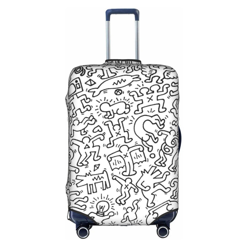 Keith Haring ผ้าคลุมกระเป๋าเดินทาง แบบหนา ยืดหยุ่นสูง 18-32 นิ้ว (ไม่รวมกระเป๋าเดินทาง)