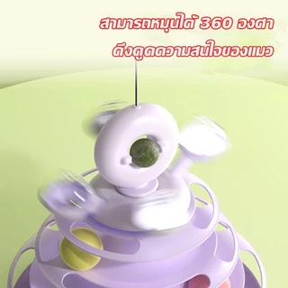 BHQ ของเล่นแมว รางบอลแมว จานเสียงแมว ด้วยขนนก สามารถหมุนได้ 360 องศา
