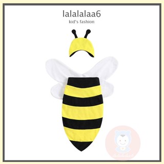Laa6- ถุงนอนเด็ก ลายผึ้งสีเหลือง พร้อมหมวกจับคู่