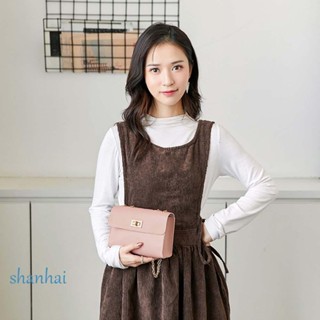 Shanhai กระเป๋าถือ กระเป๋าช้อปปิ้ง ทรงสี่เหลี่ยม ขนาดเล็ก สีพื้น สวยหรู แฟชั่นสําหรับผู้หญิง