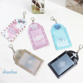 Shanhai พวงกุญแจ PVC ใส่บัตรเครดิต โปสการ์ด รูปรถบัส สําหรับผู้หญิง