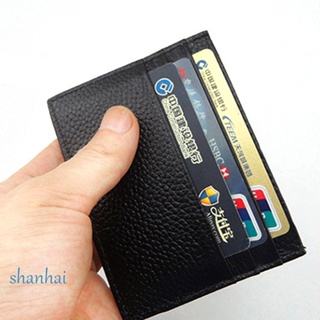 Shanhai กระเป๋าสตางค์ หนัง PU แบบคลิปหนีบ ใส่บัตรเครดิตได้ สําหรับผู้ชาย