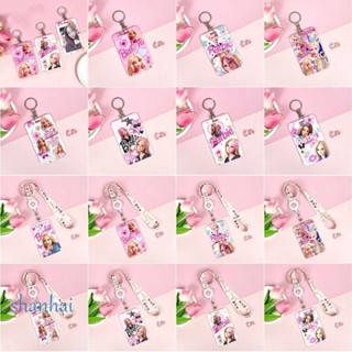 Shanhai ที่ใส่บัตรรถบัส ลายการ์ตูนบาร์บี้ ABS พิมพ์ลาย Kawaii หัวเข็มขัดแบบยืดไสลด์ พร้อมเชือกเส้นเล็ก สําหรับสุภาพสตรี / เด็กผู้หญิง