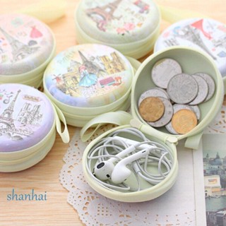 Shanhai กระเป๋าเคสหูฟัง ทรงกลม ลายการ์ตูน แบบพกพา