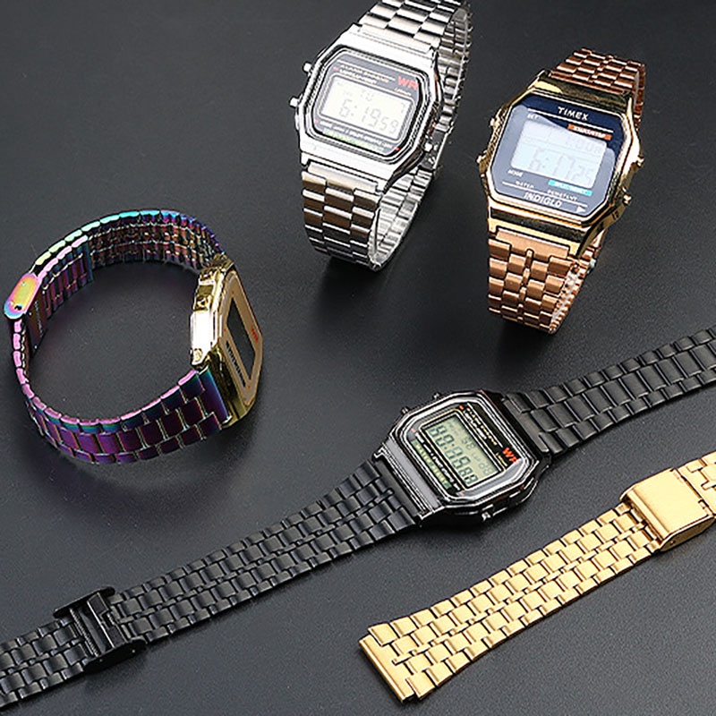 สายนาฬิกาข้อมือสเตนเลส 18 มม. สําหรับ Casio A158W AQ230 AE1000 F91W