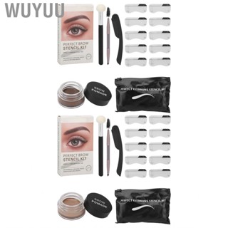 Wuyuu Eye Brow Stamping Kit  10pcs Stencil Long Lasting Eyebrow Pomade for Individual