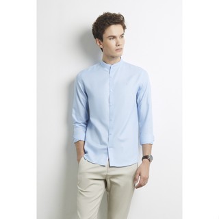 LTD เสื้อเชิ้ตคอจีนแขนยาว ผู้ชาย สีฟ้าอ่อน | Long Sleeve Banded Collar Shirt | 03481