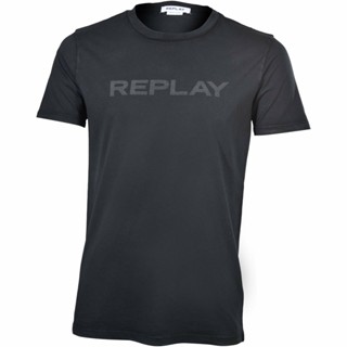 เสื้อยืด พิมพ์ลายโลโก้ Replay Tonal สีดํา สําหรับผู้ชาย