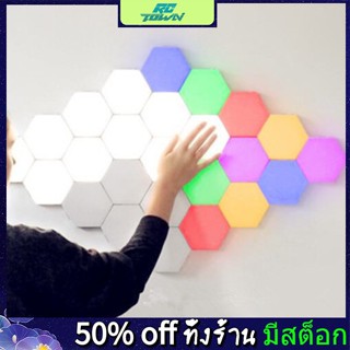 Rctown โคมไฟ LED 100-240V ทรงหกเหลี่ยม หลากสีสัน สําหรับตกแต่งผนังบ้าน 6 ชิ้น