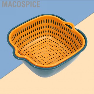 Macospice Double Layer Fruit Strainer with Side Handle for Vegetable Washing