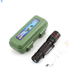 518 Telescopic Zoom Glareไฟฉายแบบชาร์จไฟได้Usb Mini Campingกลางแจ้งไฟฉายLedแบบพกพา【Bluey】