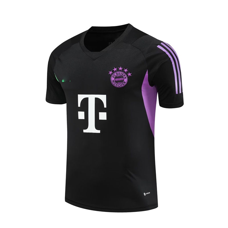 23-24 Bayern Munich Club Jersey Plus Size Black Training Shirt Short Sleeve Round Neck Contrast Swea