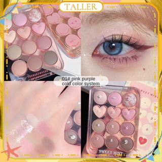 ✧Ready Stcok Sweet Mint 12 Color Love Eye Shadow Plate Flash Glitter Matte Earth Color อายแชโดว์อะคริลิกใส Long Lasting Eye Makeup TALLER