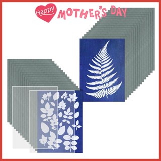 ？ พร้อมส่ง กระดาษอะคริลิค พิมพ์ลาย Cyanotype 30 แผ่น พร้อมแผงอะคริลิค 2 แผ่น